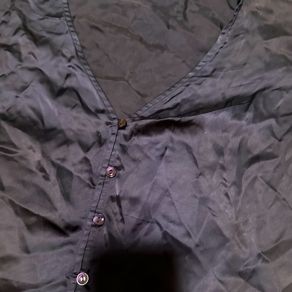 Wilfred Bria Classic Navy Button front Puff Sleeve blouse - Picture 2 of 2